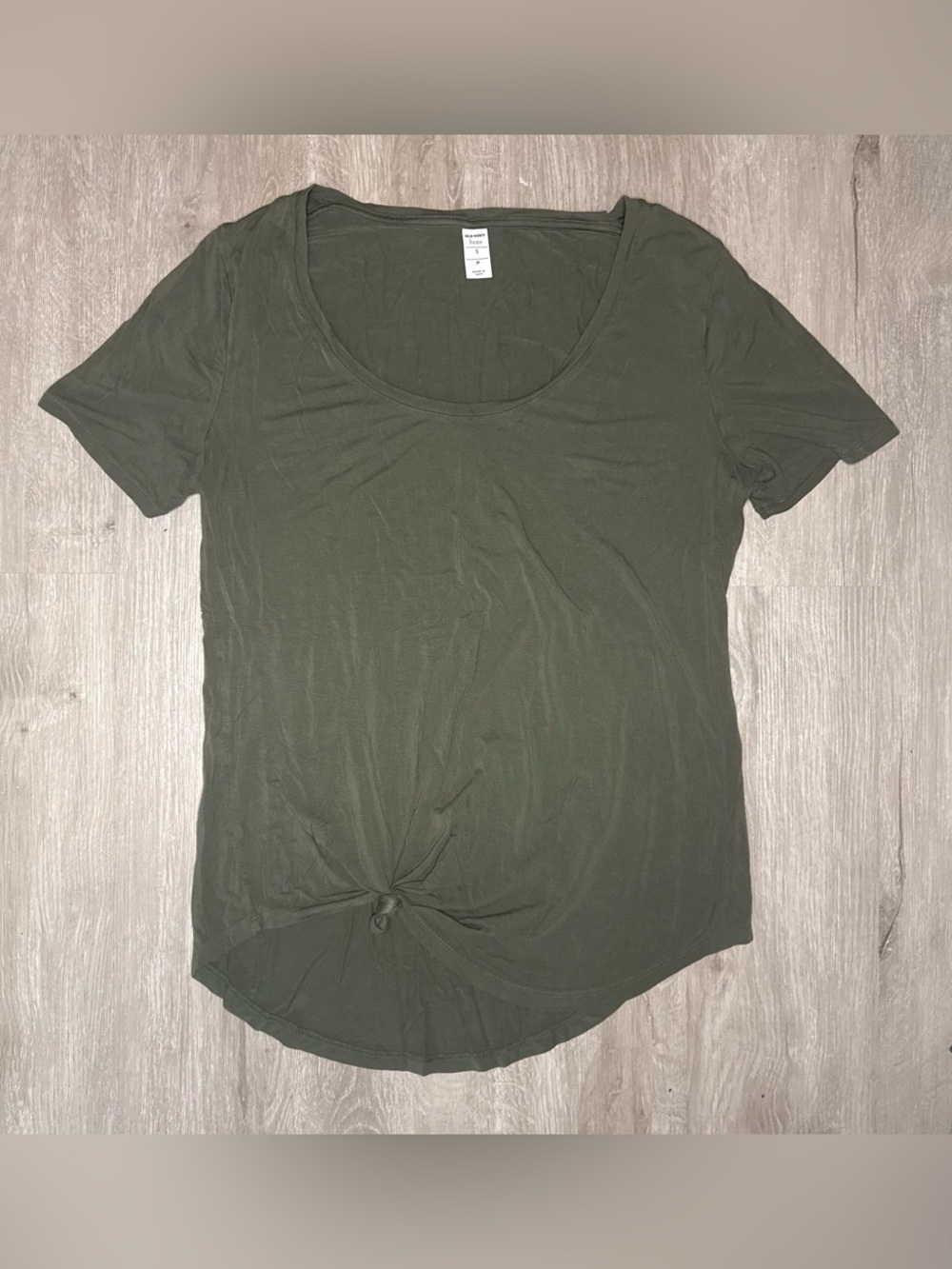 Old Navy Olive Green Scoop Neck Short Sleeve Top with Front Knot